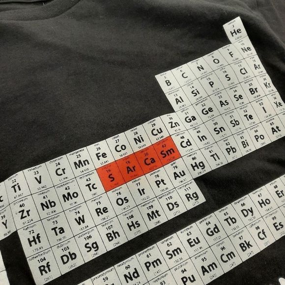 Periodic Table SArCaSm black t-shirt graphic tee Periodically I'm Sarcastic NWT - Picture 12 of 14